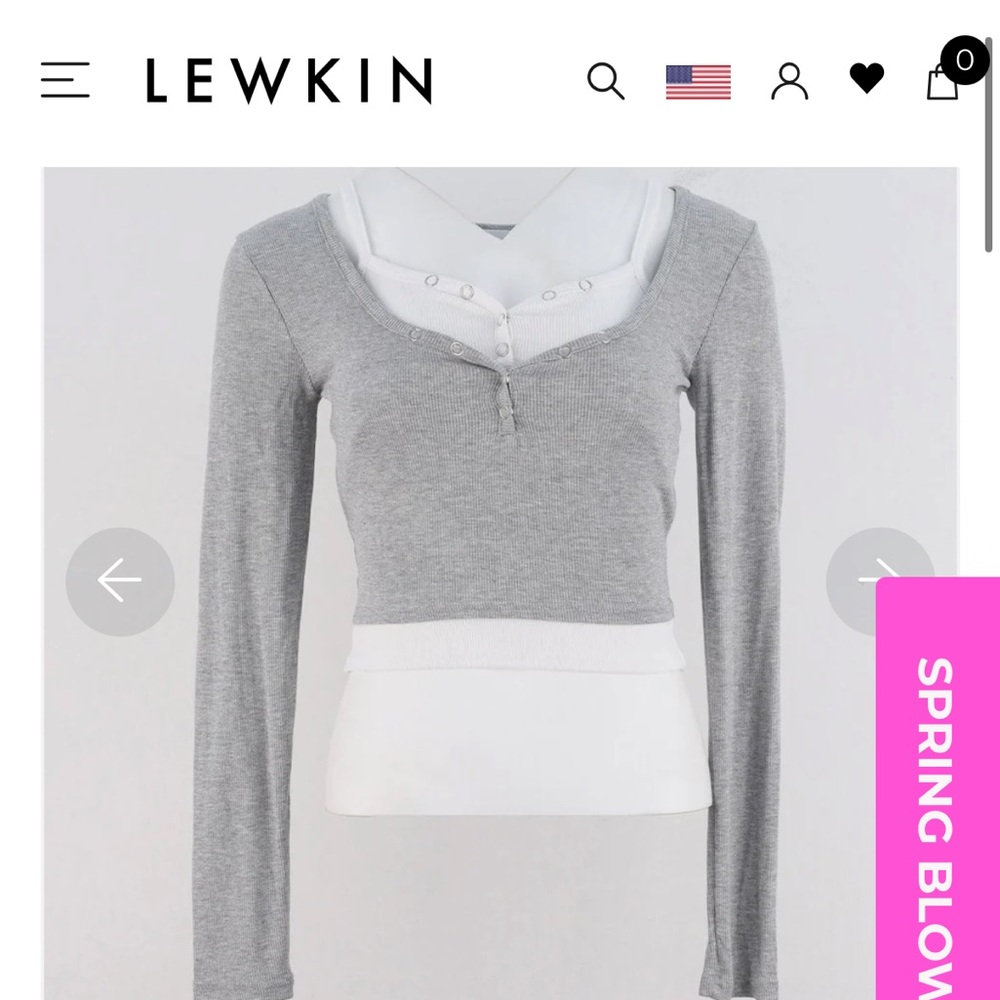 Gray and White Women's Top